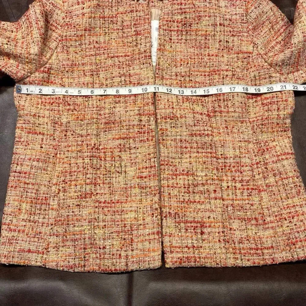 Chico's‎ Embellished Tweed Jacket Womens 12 Career Artsy Spring Career Preppy